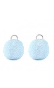 Pompom charm with loop 10mm - Silver-carolina blue